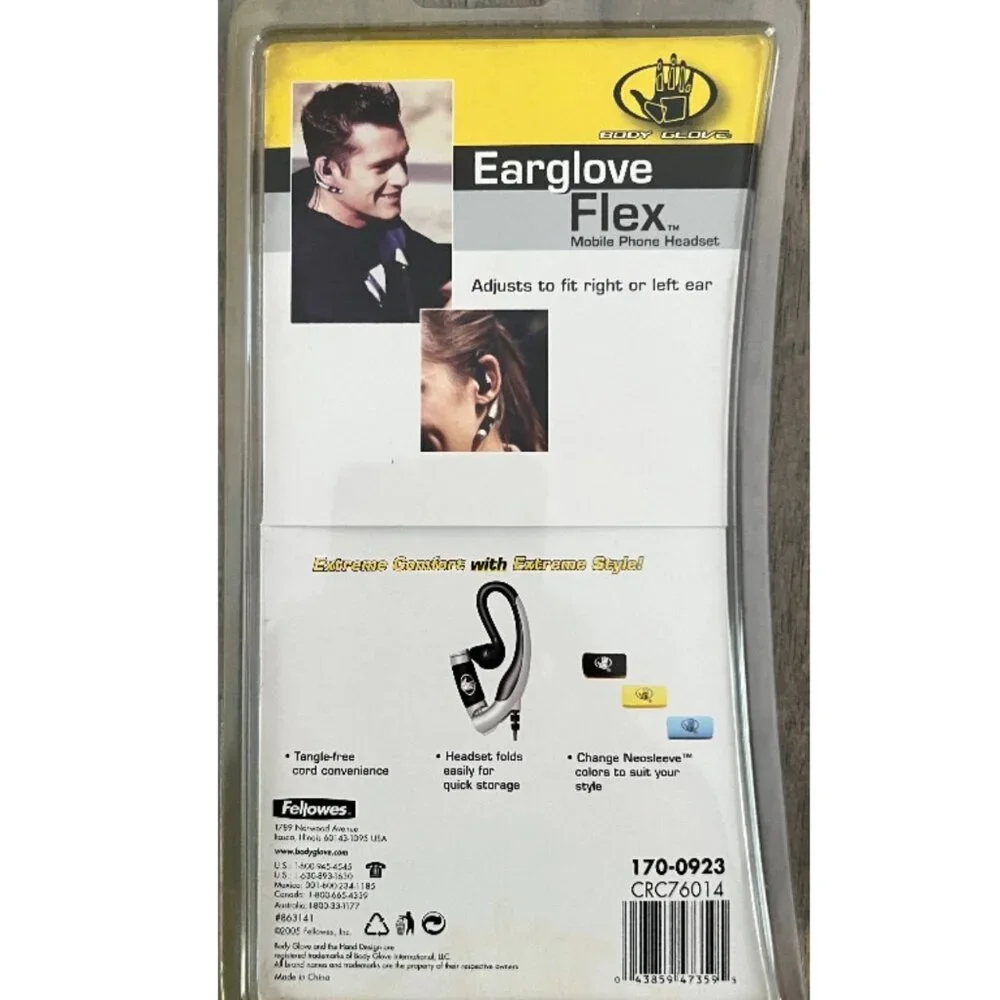 Body Glove Earglove Flex Mobile Phone Headset Silver and Black New